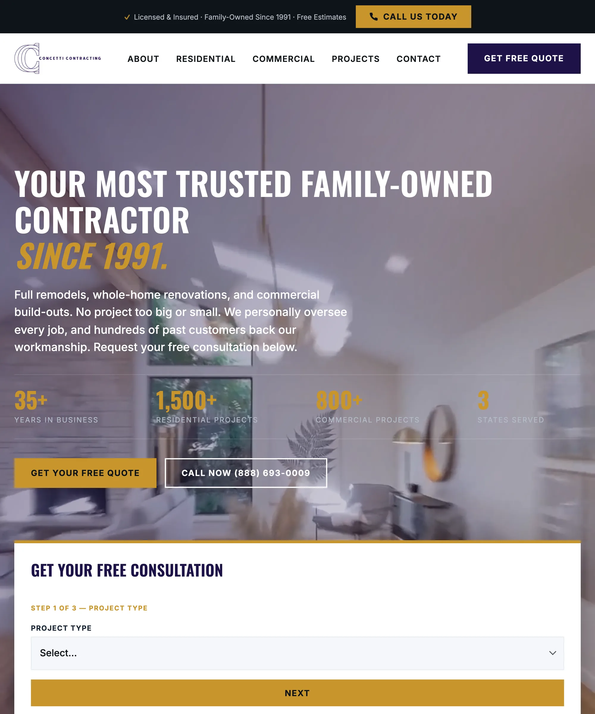 Concetti Contracting's free quote page