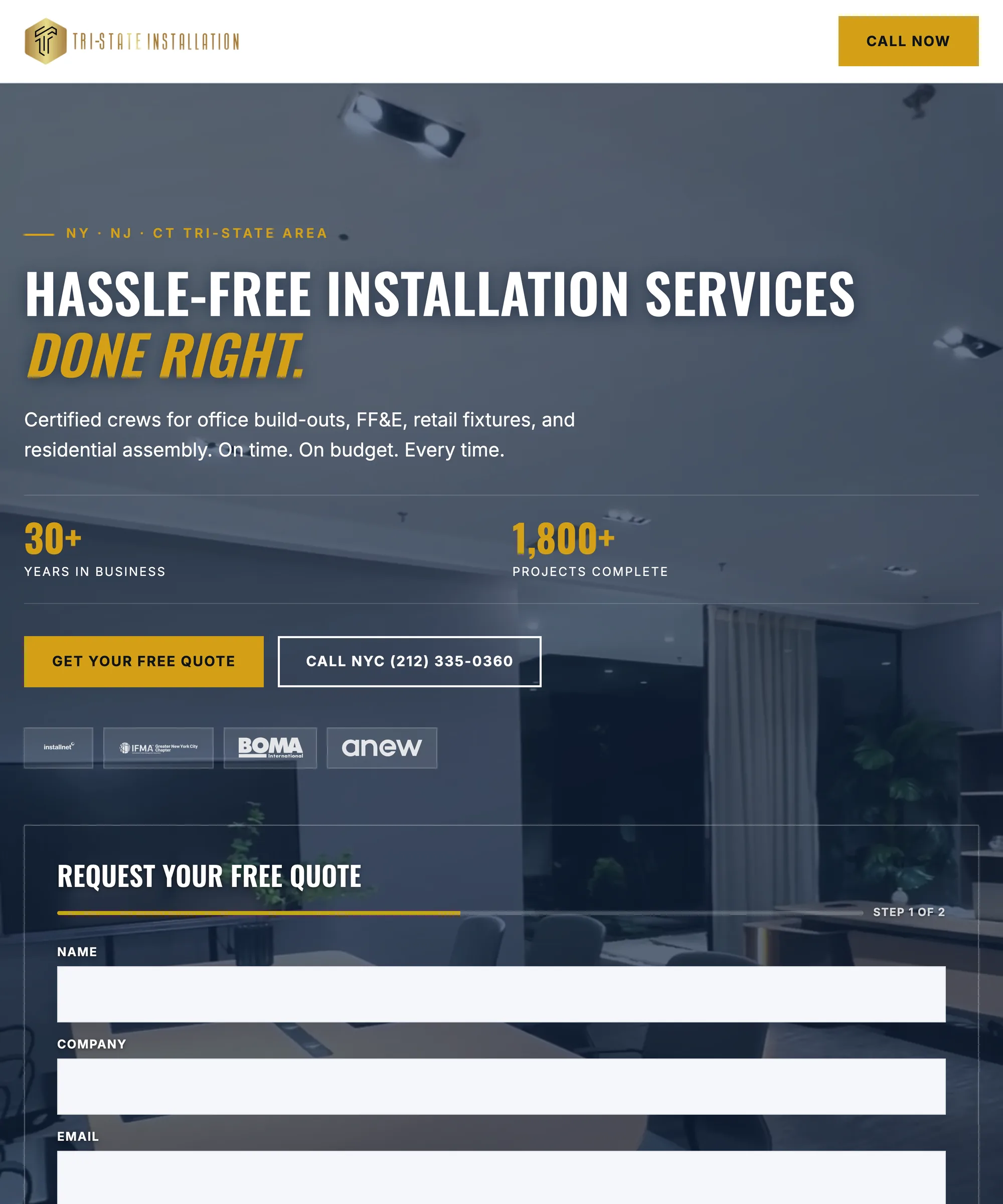 The Tri-State Installation contact page