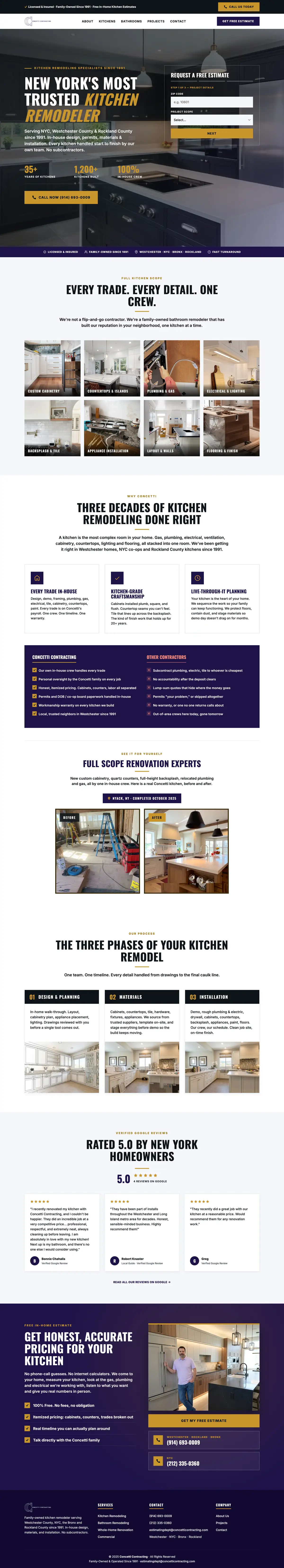 Sample hand-coded contractor website homepage
